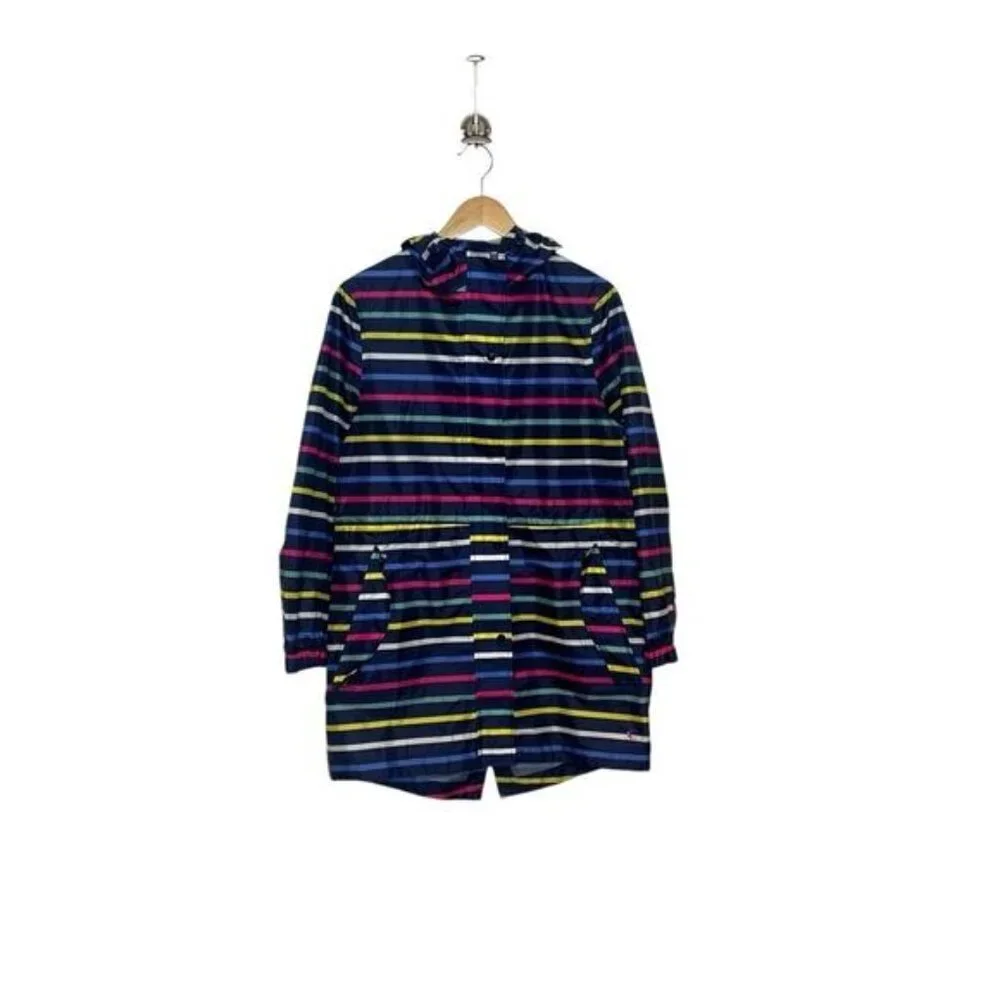 3/$80 🌈— Joules Navy Multi-Stripe Hooded Raincoat - Picture 2 of 14